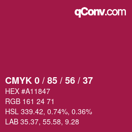 颜色代码: CMYK 0 / 85 / 56 / 37 | qconv.com