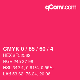 颜色代码: CMYK 0 / 85 / 60 / 4 | qconv.com
