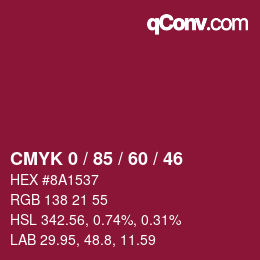 Color code: CMYK 0 / 85 / 60 / 46 | qconv.com