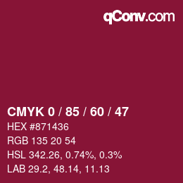 Color code: CMYK 0 / 85 / 60 / 47 | qconv.com