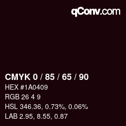 Farbcode: CMYK 0 / 85 / 65 / 90 | qconv.com