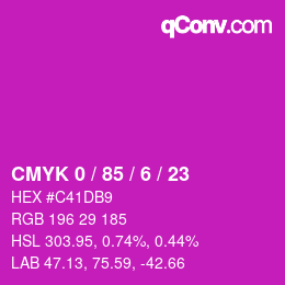 Color code: CMYK 0 / 85 / 6 / 23 | qconv.com