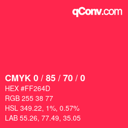 Color code: CMYK 0 / 85 / 70 / 0 | qconv.com