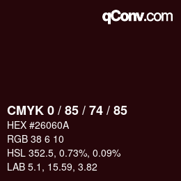 Color code: CMYK 0 / 85 / 74 / 85 | qconv.com