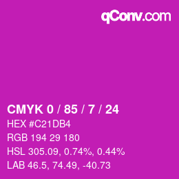 Color code: CMYK 0 / 85 / 7 / 24 | qconv.com