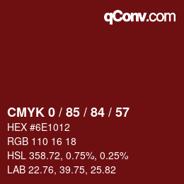 カラーコード: CMYK 0 / 85 / 84 / 57 | qconv.com
