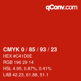 Farbcode: CMYK 0 / 85 / 93 / 23 | qconv.com