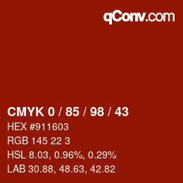 Color code: CMYK 0 / 85 / 98 / 43 | qconv.com