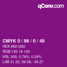 カラーコード: CMYK 0 / 86 / 0 / 49 | qconv.com