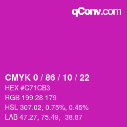 Color code: CMYK 0 / 86 / 10 / 22 | qconv.com