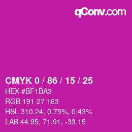 Color code: CMYK 0 / 86 / 15 / 25 | qconv.com