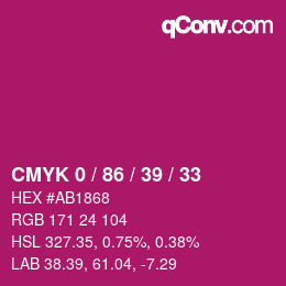 カラーコード: CMYK 0 / 86 / 39 / 33 | qconv.com