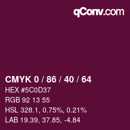 カラーコード: CMYK 0 / 86 / 40 / 64 | qconv.com