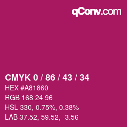 カラーコード: CMYK 0 / 86 / 43 / 34 | qconv.com