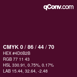 颜色代码: CMYK 0 / 86 / 44 / 70 | qconv.com