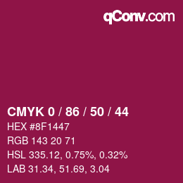 カラーコード: CMYK 0 / 86 / 50 / 44 | qconv.com