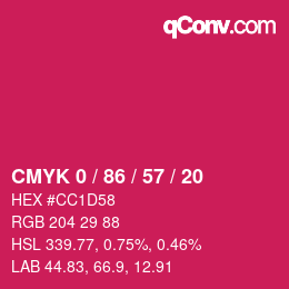 Código de color: CMYK 0 / 86 / 57 / 20 | qconv.com