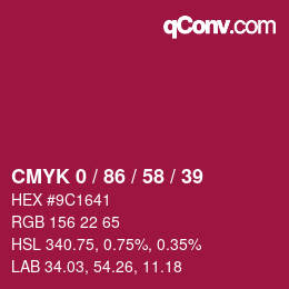 Color code: CMYK 0 / 86 / 58 / 39 | qconv.com