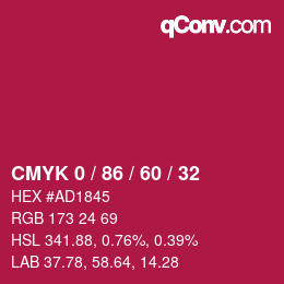 Color code: CMYK 0 / 86 / 60 / 32 | qconv.com