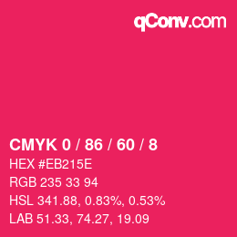 Color code: CMYK 0 / 86 / 60 / 8 | qconv.com