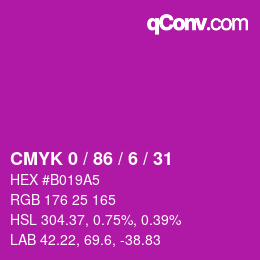 颜色代码: CMYK 0 / 86 / 6 / 31 | qconv.com