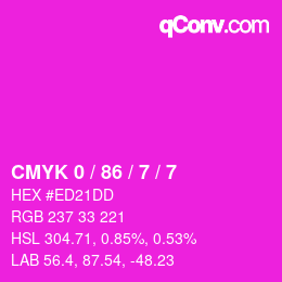 カラーコード: CMYK 0 / 86 / 7 / 7 | qconv.com