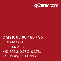 Color code: CMYK 0 / 86 / 80 / 35 | qconv.com