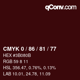 Color code: CMYK 0 / 86 / 81 / 77 | qconv.com