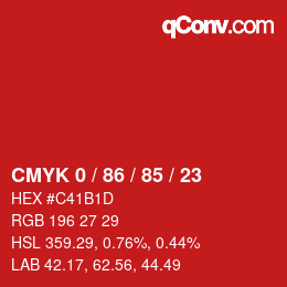 Color code: CMYK 0 / 86 / 85 / 23 | qconv.com
