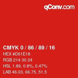 Color code: CMYK 0 / 86 / 89 / 16 | qconv.com