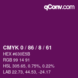 カラーコード: CMYK 0 / 86 / 8 / 61 | qconv.com