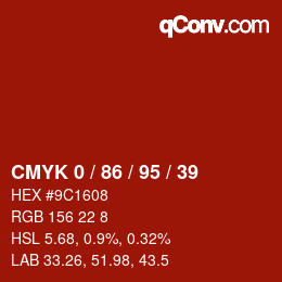 Farbcode: CMYK 0 / 86 / 95 / 39 | qconv.com
