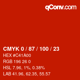 Color code: CMYK 0 / 87 / 100 / 23 | qconv.com