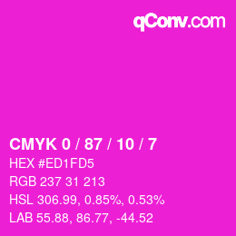 Color code: CMYK 0 / 87 / 10 / 7 | qconv.com