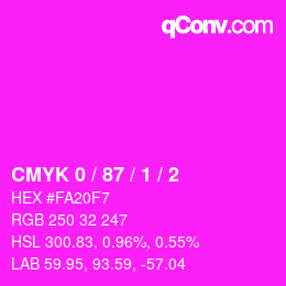 カラーコード: CMYK 0 / 87 / 1 / 2 | qconv.com