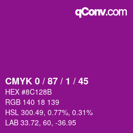 Color code: CMYK 0 / 87 / 1 / 45 | qconv.com
