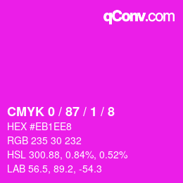 颜色代码: CMYK 0 / 87 / 1 / 8 | qconv.com
