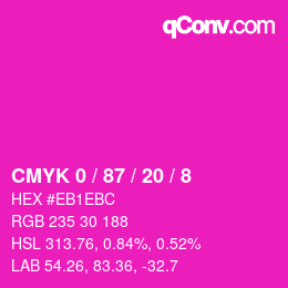 颜色代码: CMYK 0 / 87 / 20 / 8 | qconv.com