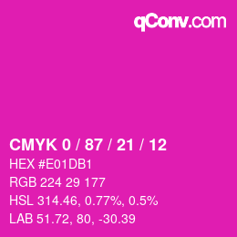 カラーコード: CMYK 0 / 87 / 21 / 12 | qconv.com