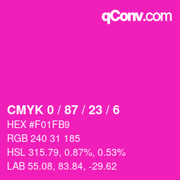 颜色代码: CMYK 0 / 87 / 23 / 6 | qconv.com
