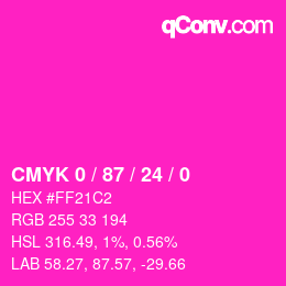 カラーコード: CMYK 0 / 87 / 24 / 0 | qconv.com