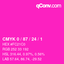 カラーコード: CMYK 0 / 87 / 24 / 1 | qconv.com