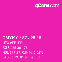 カラーコード: CMYK 0 / 87 / 25 / 8 | qconv.com