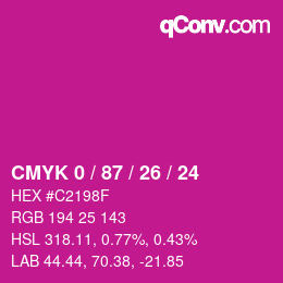 カラーコード: CMYK 0 / 87 / 26 / 24 | qconv.com