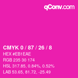 カラーコード: CMYK 0 / 87 / 26 / 8 | qconv.com