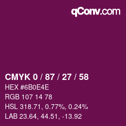 カラーコード: CMYK 0 / 87 / 27 / 58 | qconv.com