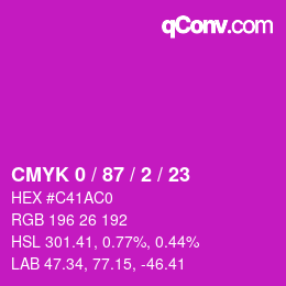 カラーコード: CMYK 0 / 87 / 2 / 23 | qconv.com