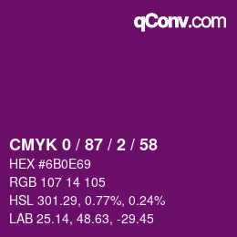 Color code: CMYK 0 / 87 / 2 / 58 | qconv.com