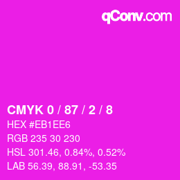 颜色代码: CMYK 0 / 87 / 2 / 8 | qconv.com