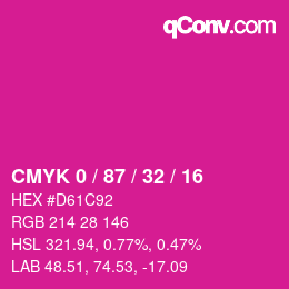カラーコード: CMYK 0 / 87 / 32 / 16 | qconv.com